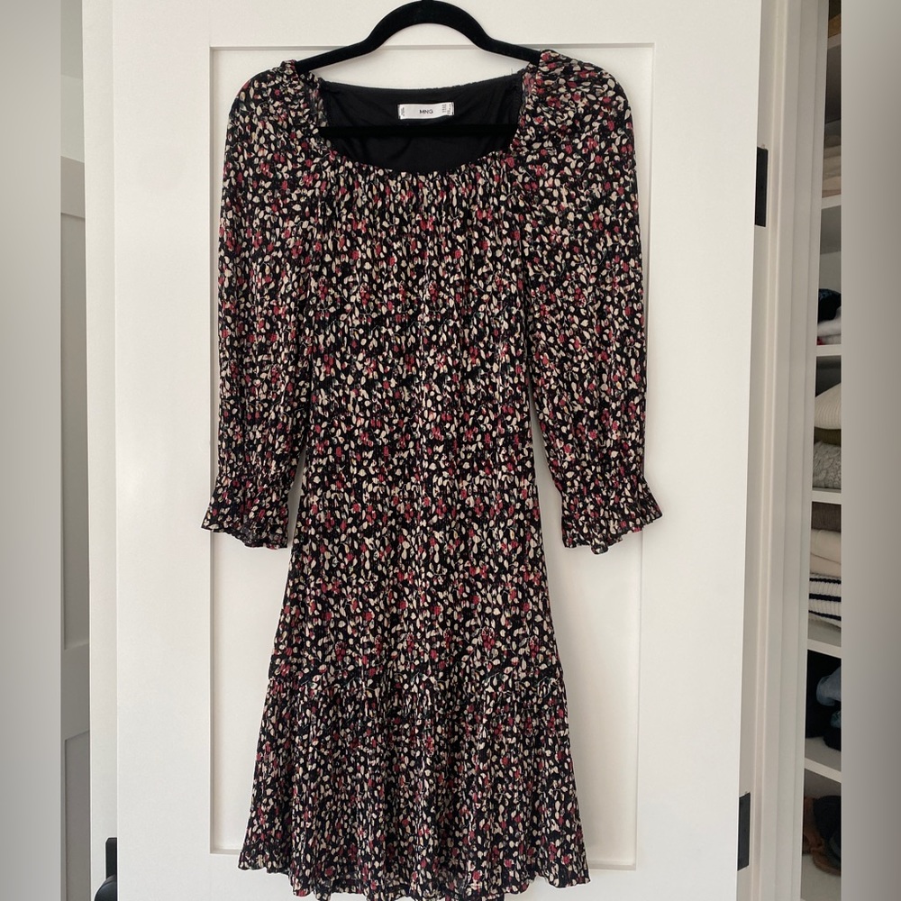 Mango Long Sleeve Floral Dress